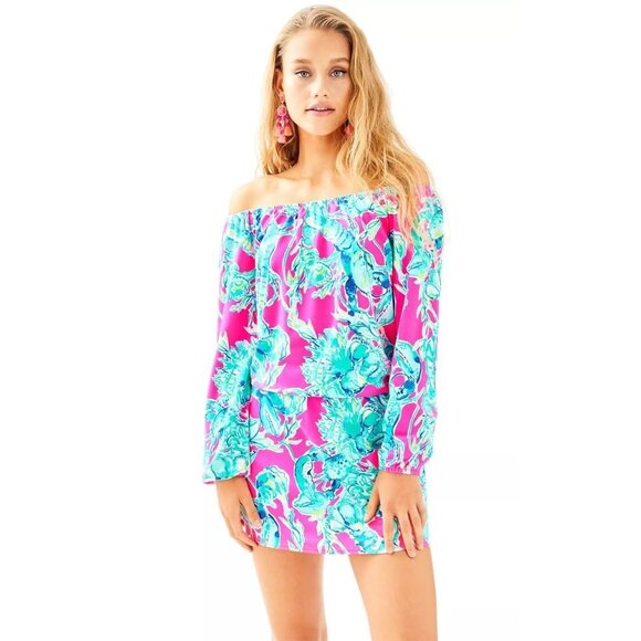 Lilly Pulitzer Pants - NWT Lilly Pulitzer Lana Skort Romper Dress Raz Berry Lobsters in Love L